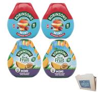Robinsons Squash’d Mini Squash’d - 2 Flavour Pack - 2 x Summer Fruit and 2x Mango & Passion Fruit - No Added Sugar - Real Fruit in Every Drop