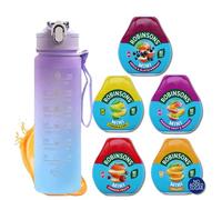 Robinsons Squash Mini Juice Drops & Infinite Emblems Water Bottle Bundle - Concentrate Water Flavouring With 750ml Bottle & 5 x 66ml Variety Pack Sugar Free