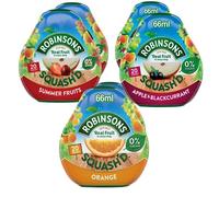 Robinsons Squash'd - 3 x Flavour 6 Pack ( 6 x 66ml Bottles ) 2 x Summer Fruits Bundled with 2 x Orange & 2 x Apple & Blackcurrant - No Added Sugar Real Fruit in Every Drop