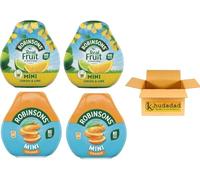 Robinsons Squash'd Mini Squash’d - 2 Flavour Pack - 2 x Lemon & Lime and 2x Orange - No Added Sugar - Real Fruit in Every Drop