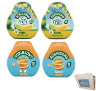 Robinsons Squash'd Mini Squash’d - 2 Flavour Pack - 2 x Lemon & Lime and 2x Orange - No Added Sugar - Real Fruit in Every Drop