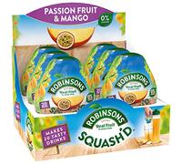 Robinsons SQUASH'D, No Added Sugar, Real Fruit, Passion Fruit & Mango, Makes 20 Drinks Per Pack, 6 Packs