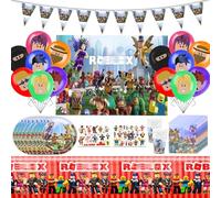 Robl Birthday Party Decorations- 59Pcs Happy Birthday Banner Balloons Colorful Tableware Decoration Set mit Plates Napkins Tattoos Tablecloths for Cartoon Theme Party Supplies for 10 Guests
