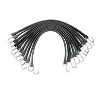 ROBLOCK 15" Bungee Cords with Hooks with 150% Max Stretch, 100% EPDM Rubber Tarp Straps with Metal Crimped S Hooks, Ideal for Securing Tarps, Cargo, Canvases, Weatherproof (10 Pack)