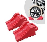 ROBLOCK 2 Pack Rubber Wheelchair Chock Stopper with Handle for Wheelchair Stability Hospital Garden Dinner Room- Red