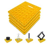 ROBLOCK 4 Pack 14" x 12" Large Camper RV Jack Pads Stop Jacks from Sinking, Stackable RV Stabilizer Pads with Easy-Grip Handle and Handy Strap, Easy Storage & Organization, Yellow