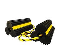 BTkviseQat ROBLOCK Wheel Chocks Heavy-Duty Rubber Wheel Block with Nylon Rope Yellow Reflective Tape, 4.1" Long x 7.8" Wide x 3.9" High