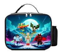 Roblos Characters Boys Girls School Leakproof Leather Insulated Lunch Bag Children Reusable Thermal Cooler Food Hand Bag Kid's Birthday Xmas Gift (D)