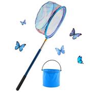 RobLuX Telescopic Landing Net Children's Stainless Steel Fishing Net Children 41-150 cm Butterfly Net with Foldable Bucket Outdoor Landing Net Comes Suitable for Insect Catching Fishing and Outdoor