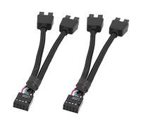 ROBMNE 2Pcs Computer Motherboard USB Extension Cable 9 Pin 1 Female to 2 Male Y Splitter Audio HD Extension Cable for PC DIY Accessories