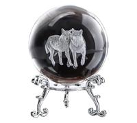 ROBMNE 3D Engraved Starry Crystal Decorative Ball Figurine 60mm Glass Sphere Paperweight with Stand Art Decor Crafts A