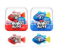 Robo Alive Robo Fish Robotic Swimming Fish (Blue + Red) by ZURU Water Activated, Changes Color, Comes with Batteries, Amazon Exclusive (2 Pack) Series 3