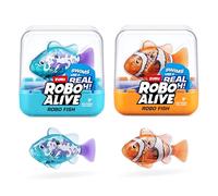 Robo Alive Robo Fish Robotic Swimming Fish (Teal + Orange) by ZURU Water Activated, Changes Color, Comes with Batteries, Amazon Exclusive (2 Pack) Series 3