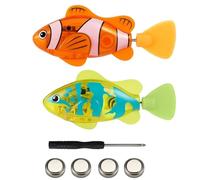 Robo Fish, 2 Pack Swimming Robot Fish Toy for Cats and Kids, Interactive Cat Toy with Realistic Swimming Motion, Electronic Fish Bath Toy for Bathtubs and Pools (Green and Yellow)