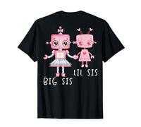Robo Girl Robot Sister Robotic Lil Sis Big Sis ART ON BACK T-Shirt