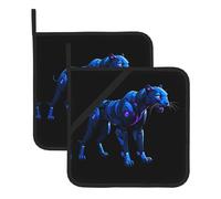 Robo-Panther Stalk Washable Pot Holder Set, Heat Resistant Pot Holder Accessories 2-Piece Set, Cooking Oven Grill Mat, 8 * 8 Inch