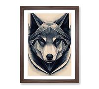 Robo Wolf Framed Wall Art Print A2 Walnut