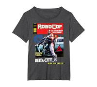 Robocop Delta City Magazine Cover Poster T-Shirt, Women's Plus, Dark Heather Grey, 3X