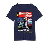 Robocop Delta City Magazine Cover Poster T-Shirt, Women's Plus, Navy Blue, 3X
