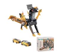 Robocrash Magnetic Transforming Car - 2 in 1 Transforming Car, Dragon Dinosaur Collision Transforming Cars, Pegasus Pterosaur Unicorn Toys for Kid Boys Girls Birthday (Gold)