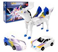 Robocrash Magnetic Transforming Car, Unicorn Transformer Car Toys, Automatic Deformation of Magnetic Connections, Transforming Robot Toy for 3-8 Years Old Boys and Girls (A)