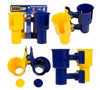 RoboCup, (Yellow and Navy Blue), Patented cup holder for boat, portable cup holder with clamp, holds 2 drinks, fishing rods, tools, marine equipment | Perfect for