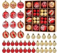 Robofun Christmas Baubles, 44 Pieces Christmas Tree Decorations, Shatterproof Christmas Tree Decorations with Hook, Various Shapes Plastic Christmas Tree Decorations for Christmas Trees, Weddings,