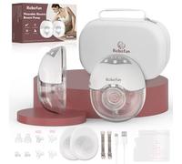 Robofun Pack of 2 Electric Hands-Free Breast Pump, Quiet Double Breast Pump, 4 Modes and 12 Suction Levels, Electric Breast Pump Handsfree with Dust Cover, Breast Pump Electric, 19 mm/21 mm/24 mm