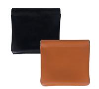 ROBOHOOK 2pcs Leather Makeup Pouch, Small Pouches for Purse with Snap Clip for Coins, Lipstick Makeup Bag Cards, Jewelry,Lipstick,Cosmetic Accessories (Black + Caramel), Black and Caramel