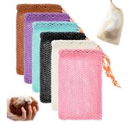 ROBOHOOK 6pack Soap Bar Bag, Mesh Soap Bags For Soaps Bars Bar Mesh Saver Pouch Shampoo Bars Net For Shower Hangable Exfoliating With Drawstring(5 Colors, 5.5 * 3.5in)