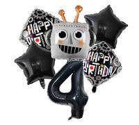 Robot 4th Birthday Party Decorations Robot Head Shaped Balloons for Boys Girls Baby Shower Robots Theme Party Decorations (4th Birthday)