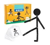 Robot - Adjustable Wooden Action Figure Toy, Interactive Educational Rod Figure | 24 Card Manual Learning Game Set, Portable Travel Kit 48 Pieces