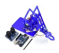 Robot Arm Claw Kit, For SG90 4 DOF Acrylic Mechanical Manipulator for Arduino STEAM Learning Project DIY Programming Robotic Gripper(Blue pro、)