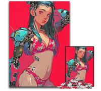 Robot Bikini VintagePuzzles for 1000 Piece Paper Jigsaw Challenging Brain Teaser for Teenagers Family Game Night Fun 1000 PCS(38x26cm)