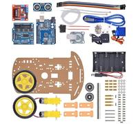 Robot Chassis Kit for Arduino Supporting Obstacle Avoidance, Line Following, Encoder-Based Speed Sensing, and V5 Expansion