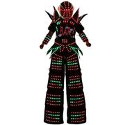 Robot Costume Adult Stilt Walker Spike Armor Chest Screen Visor Helm Rave Halloween Cosplay Suit