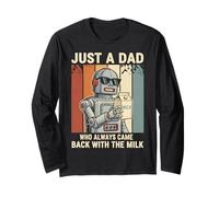 Robot Dad Who Always Came Back with The Milk Retro Sunset Long Sleeve T-Shirt