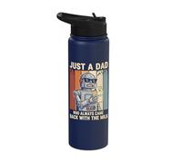 Robot Dad Who Always Came Back with The Milk Retro Sunset Stainless Steel Insulated Water Bottle