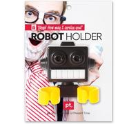 Robot Design Toothbrush Holder, Black with Yellow Accents, Novelty Bathroom Accessory