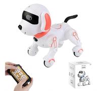 Robot Dog Remote Control Robot Toys with Sing Dance, Easter Toy Kids Toy, Early Learning, Programming Mode, LED Eye Lights 17 Functions E Interactive Dog for 14+ (Pink White English)