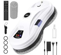 Robot Glass Cleaner, 5600 Pa Suction, Automatic Window Cleaner, Security System, Intelligent Navigation, Remote Controlled, for All Smooth Surfaces, with 10 Cloths (B)