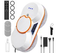 Robot Glass Cleaner, 5600 Pa Suction, Automatic Window Cleaner, Security System, Intelligent Navigation, Remote Controlled, for All Smooth Surfaces, with 10 Cloths (A-)