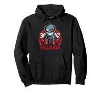 Robot Halloween Creepy Cute Retro Robot with Ghosts Kids Pullover Hoodie