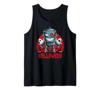 Robot Halloween Creepy Cute Retro Robot with Ghosts Kids Tank Top