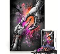 Robot Hands Reaching 1000 Pieces Jigsaw Puzzles for Adults Memory Gain Calm Mind Design Assembly Creative Gift (38x52cm)