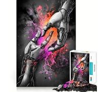 Robot Hands Reaching 1000 Pieces Jigsaw Puzzles for Adults Memory Gain Calm Mind Design Assembly Creative Gift (38x52cm)