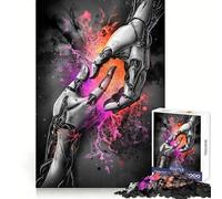Robot Hands Reaching Jigsaw Puzzles for Adults1000 Pieces Mind Skill Toy Quiet Hobby Design Assembly (38x26cm)
