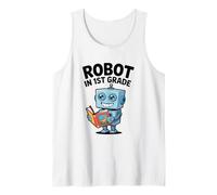 Robot in First Grade Cute Reading Back to School Tank Top