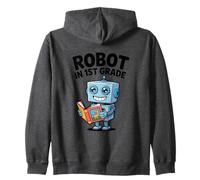 Robot In First Grade Cute Reading Back To School Zip Hoodie