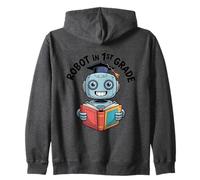 Robot In The Class Graduation Book Reading STEM Zip Hoodie